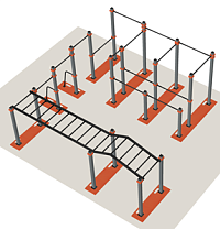 W-1.1. Большой каскад турников с рукоходом мобильный