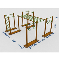 W-4.8  Комплекс турников со шведскими стенками, рукоходом и кольцами