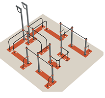 W-1.3 Каскад турников с рукоходом и канатной вышкой мобильный