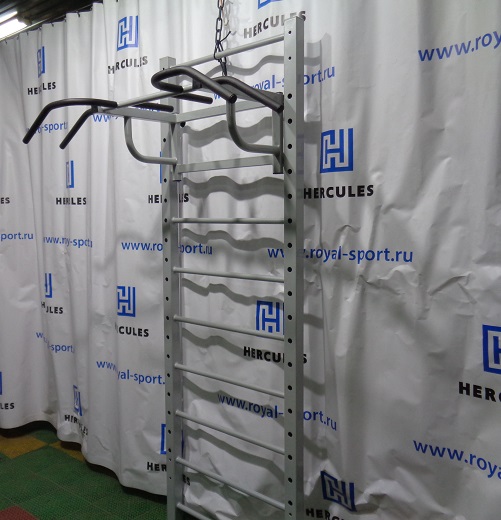 Шведская стенка с турником, платформой для пневмогруши, ловушкой для грифа штанги