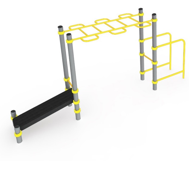 W-2.4.2 Атлетический комплекс - скамья для пресса, рукоход и брусья (стационарный с хомутами)