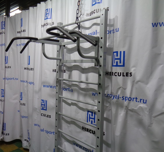 Шведская стенка с турником, платформой для пневмогруши, ловушкой для грифа штанги