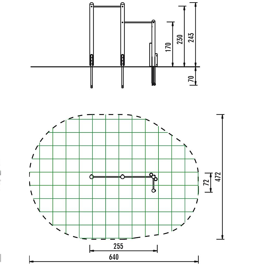 Турник двухуровневый Г-образный