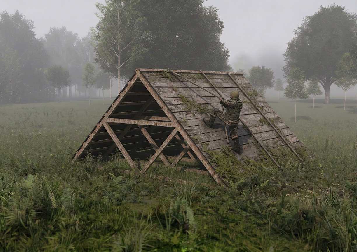Наклонная стена - элемент полосы препятствий Разведчик