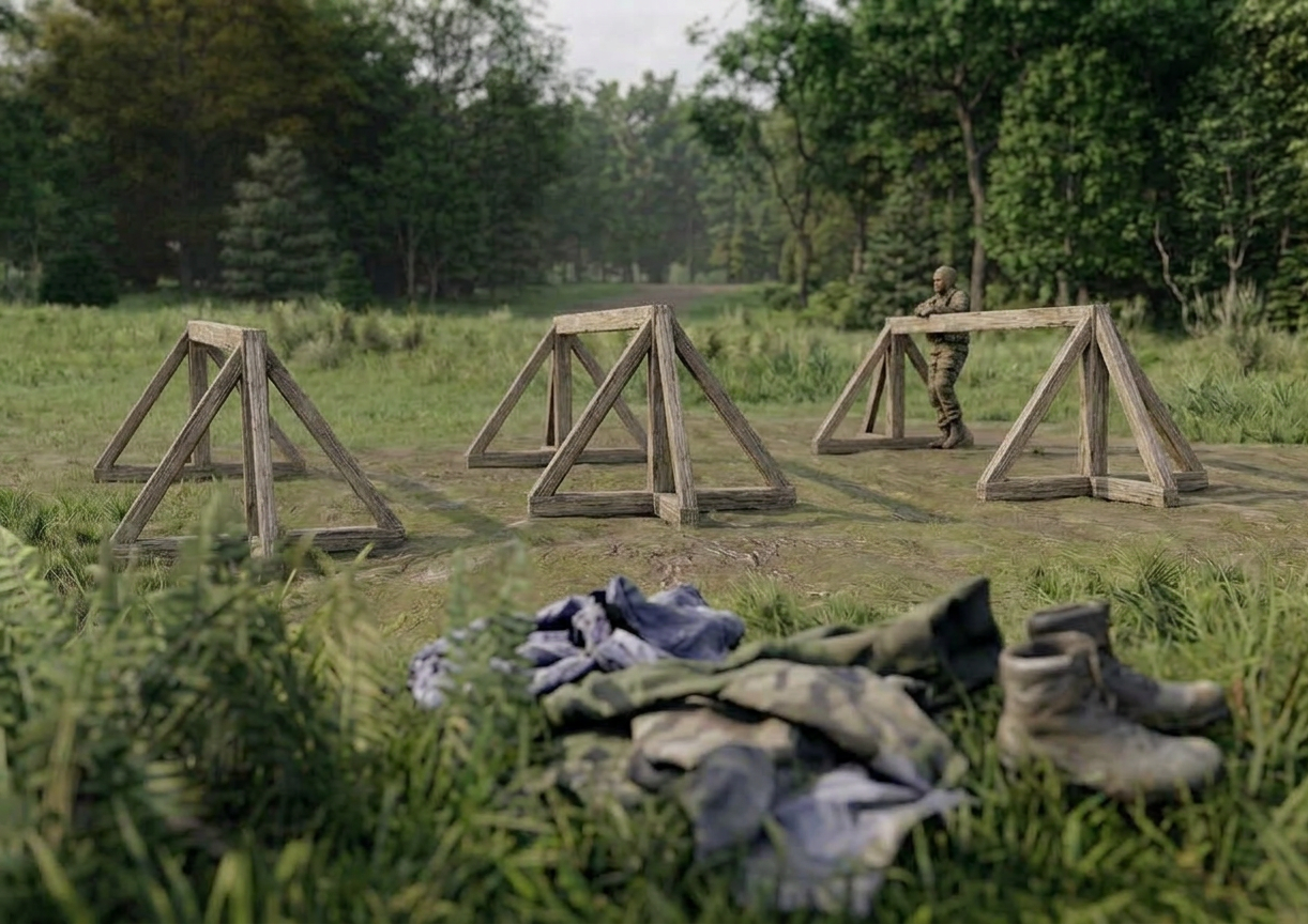 Бревна горизонтальные - элемент полосы препятствий Разведчик