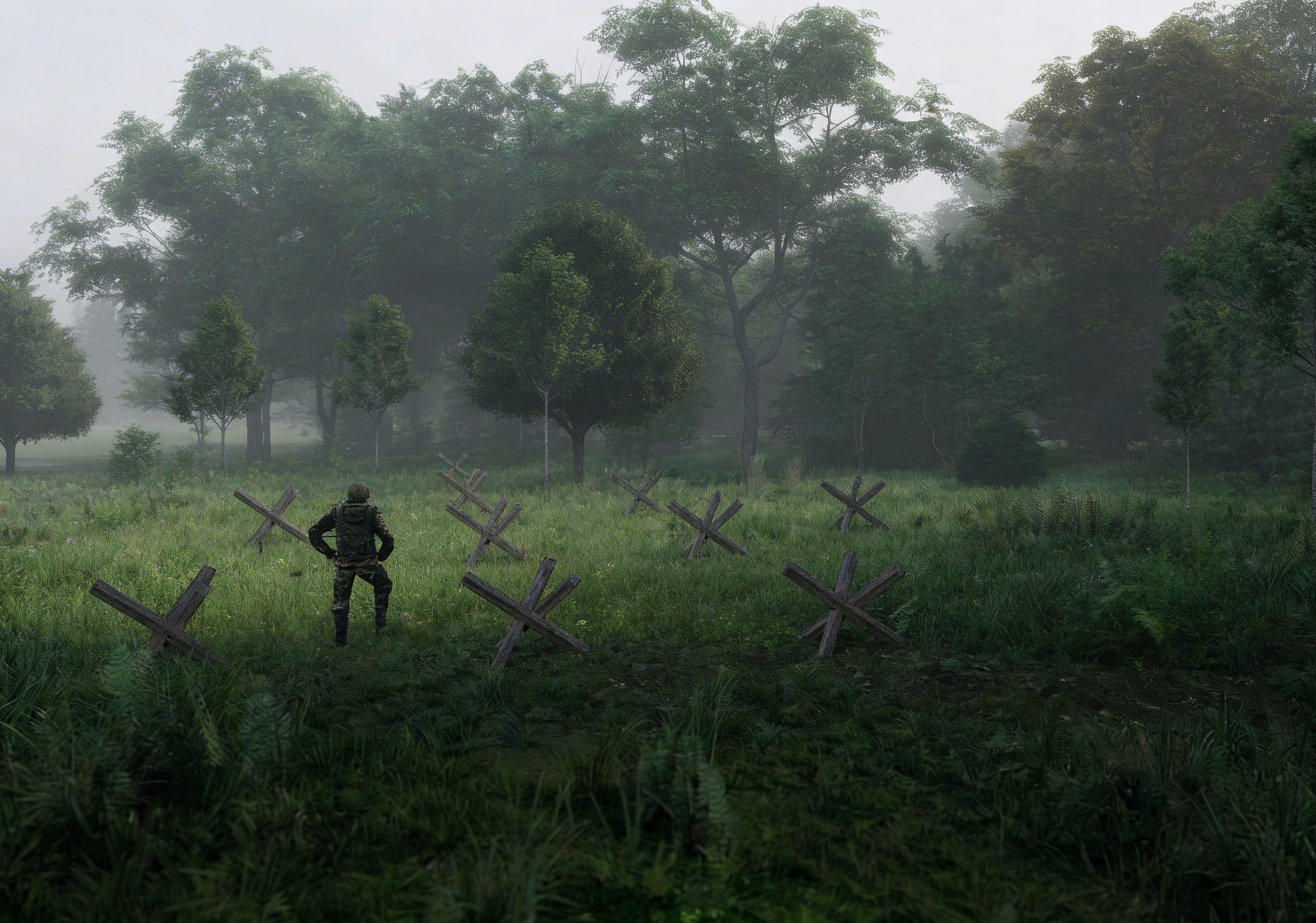 Противотанковые ежи - элемент полосы препятствий Разведчик