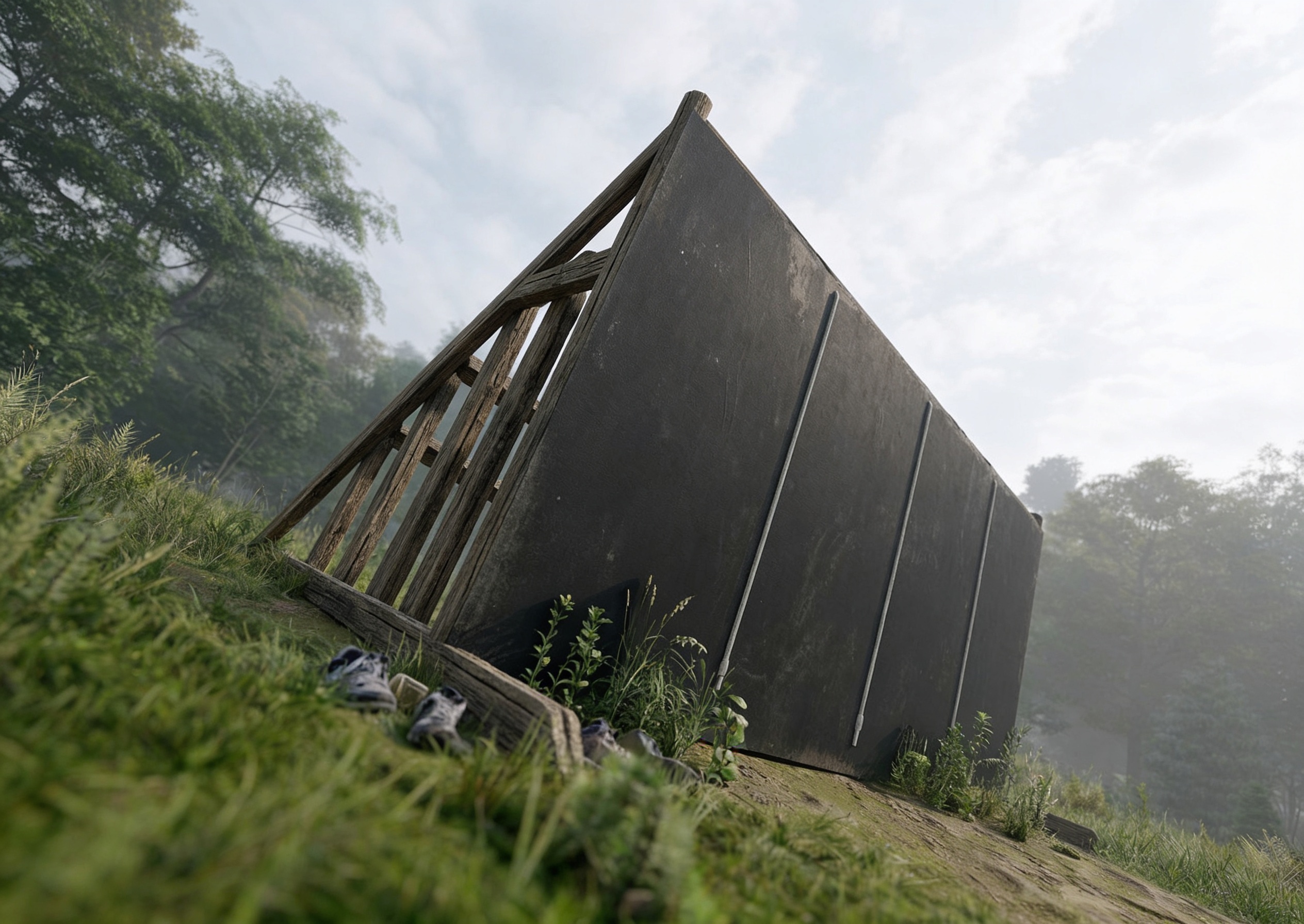 Забор с бревнами - элемент полосы препятствий Разведчик