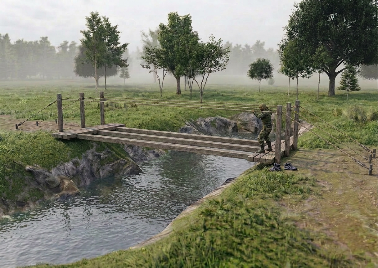 Канптная переправа - элемент полосы препятствий Разведчик