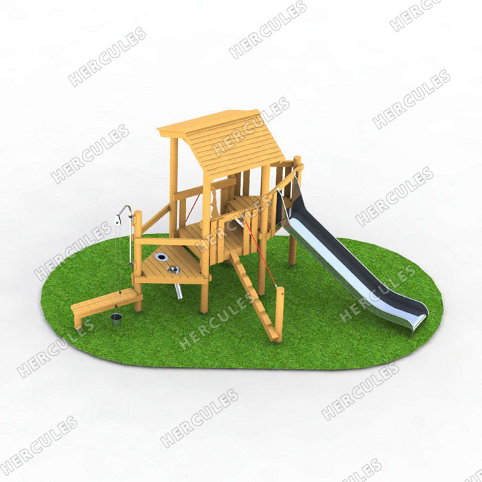 Детская площадка для игр с песком и горкой из нержавейки (средняя)