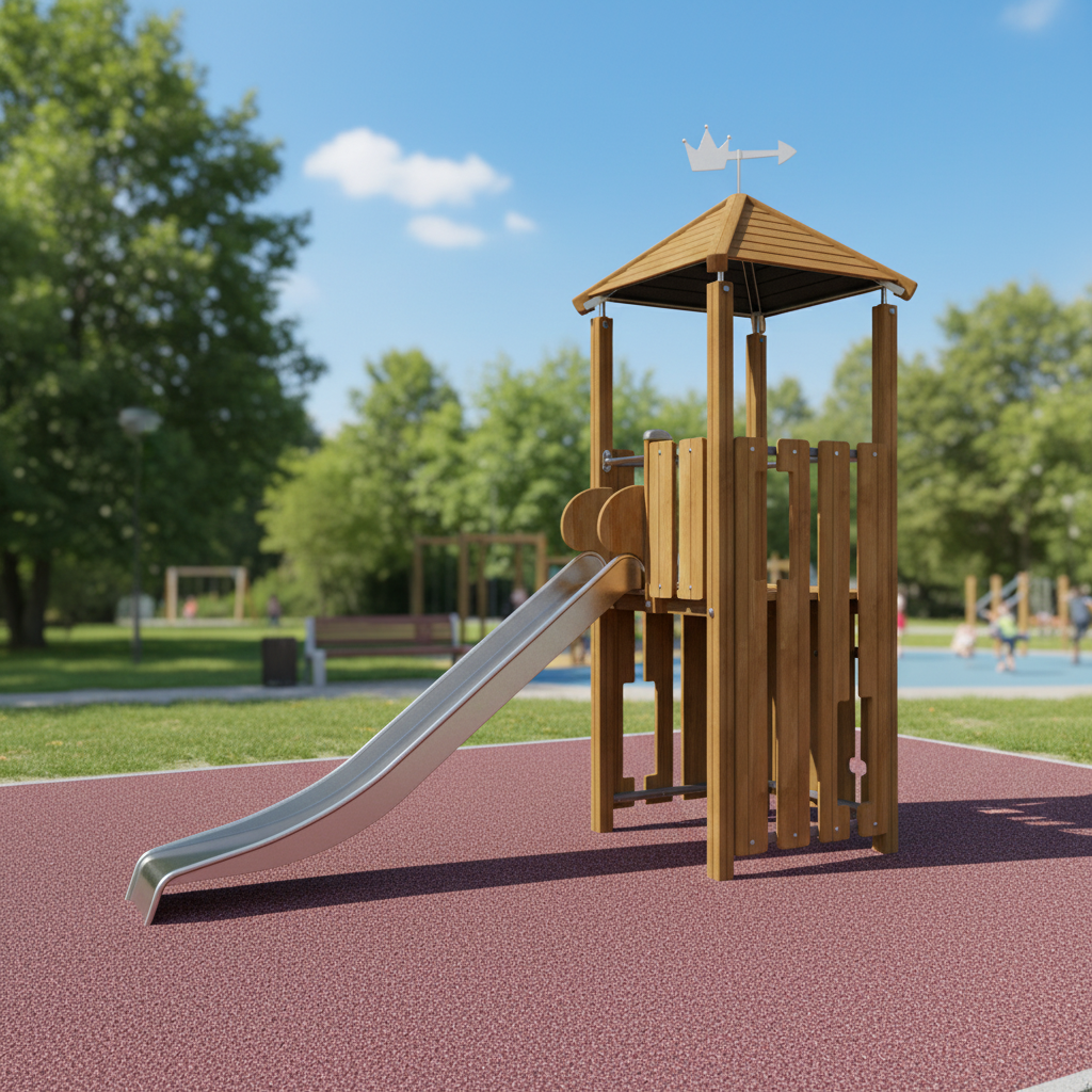 Башня с крышей и горкой из нержавейки