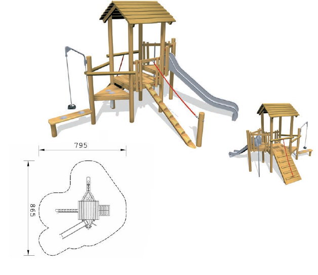 Детская площадка для игр с песком и горкой из нержавейки (средняя)