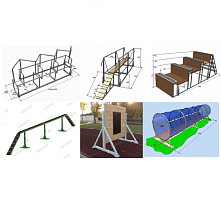 Комплект для ППС (лестница разрушенная спортивная, лабиринт, тоннель, бум спортивный и мост подвесной спортивный)