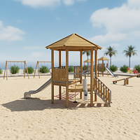 Детская площадка для игр с песком и горкой из нержавейки (малая)