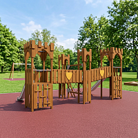 Большой деревянный трехуровневый замок